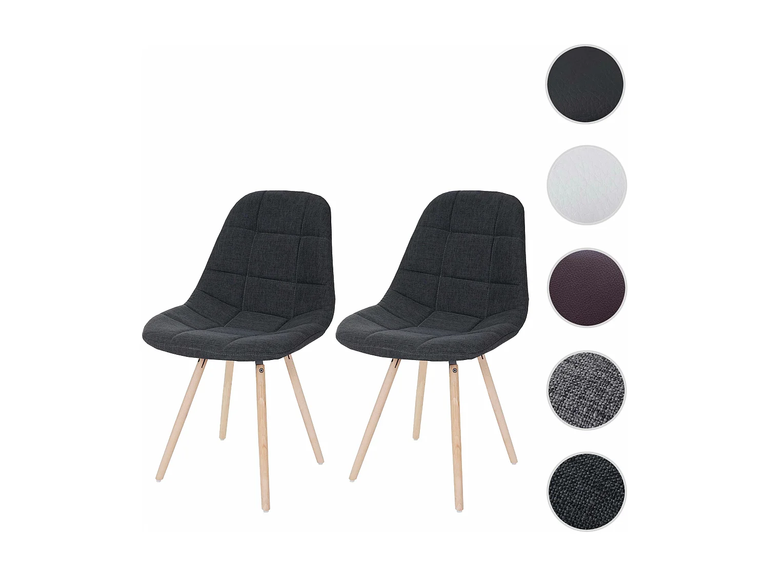 Eetkamerstoel MCW-A60 I (set van 2),  stof/textiel donkergrijs