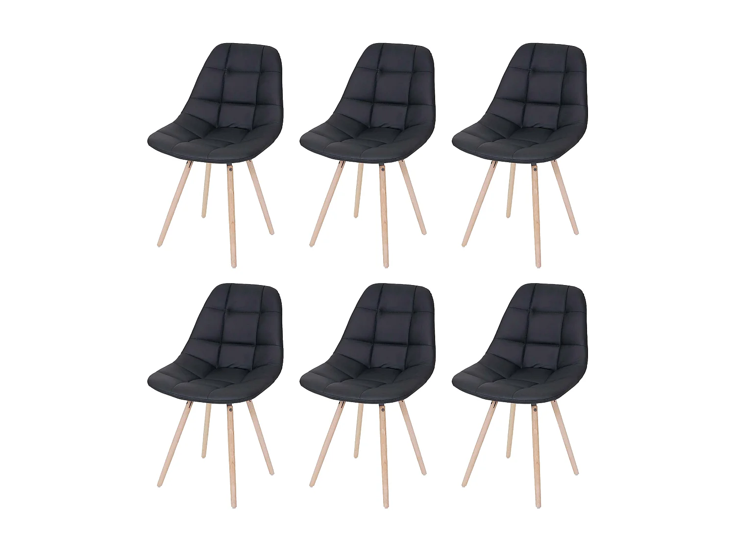 Eetkamerstoel MCW-A60 I (set van 6),  kunstleer zwart