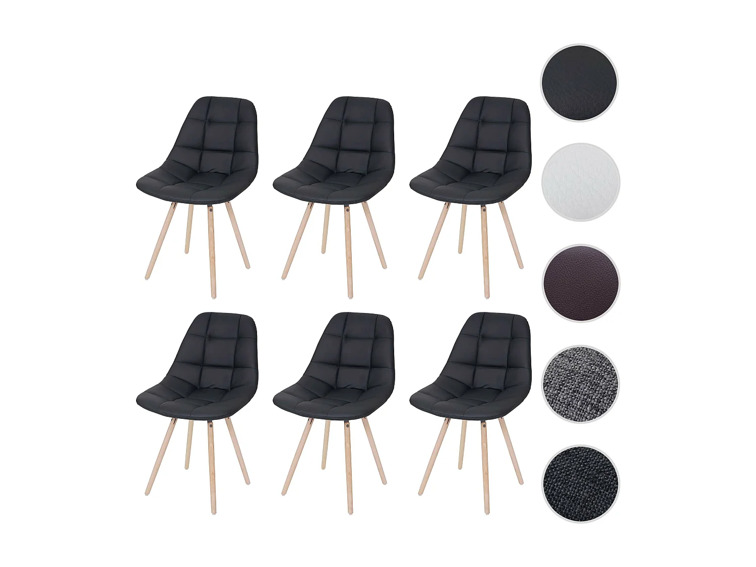 Esszimmerstuhl MCW-A60 I (6er-Set), Kunstleder schwarz