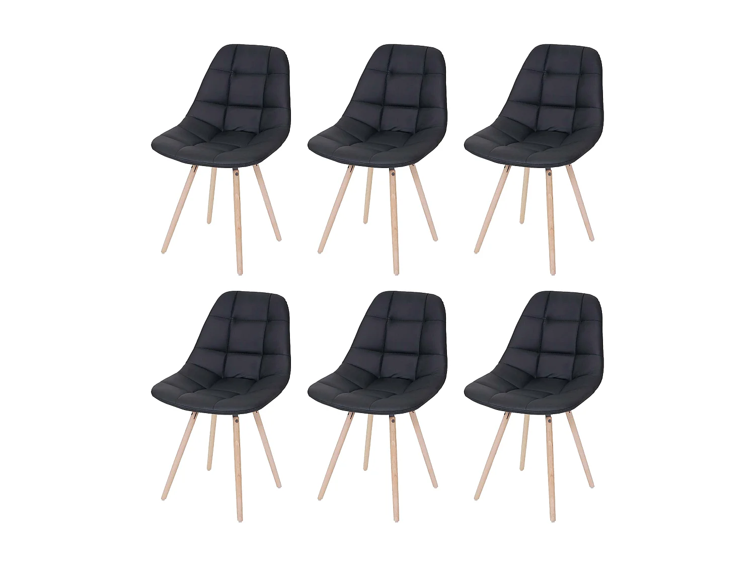 Esszimmerstuhl MCW-A60 I (6er-Set), Kunstleder schwarz