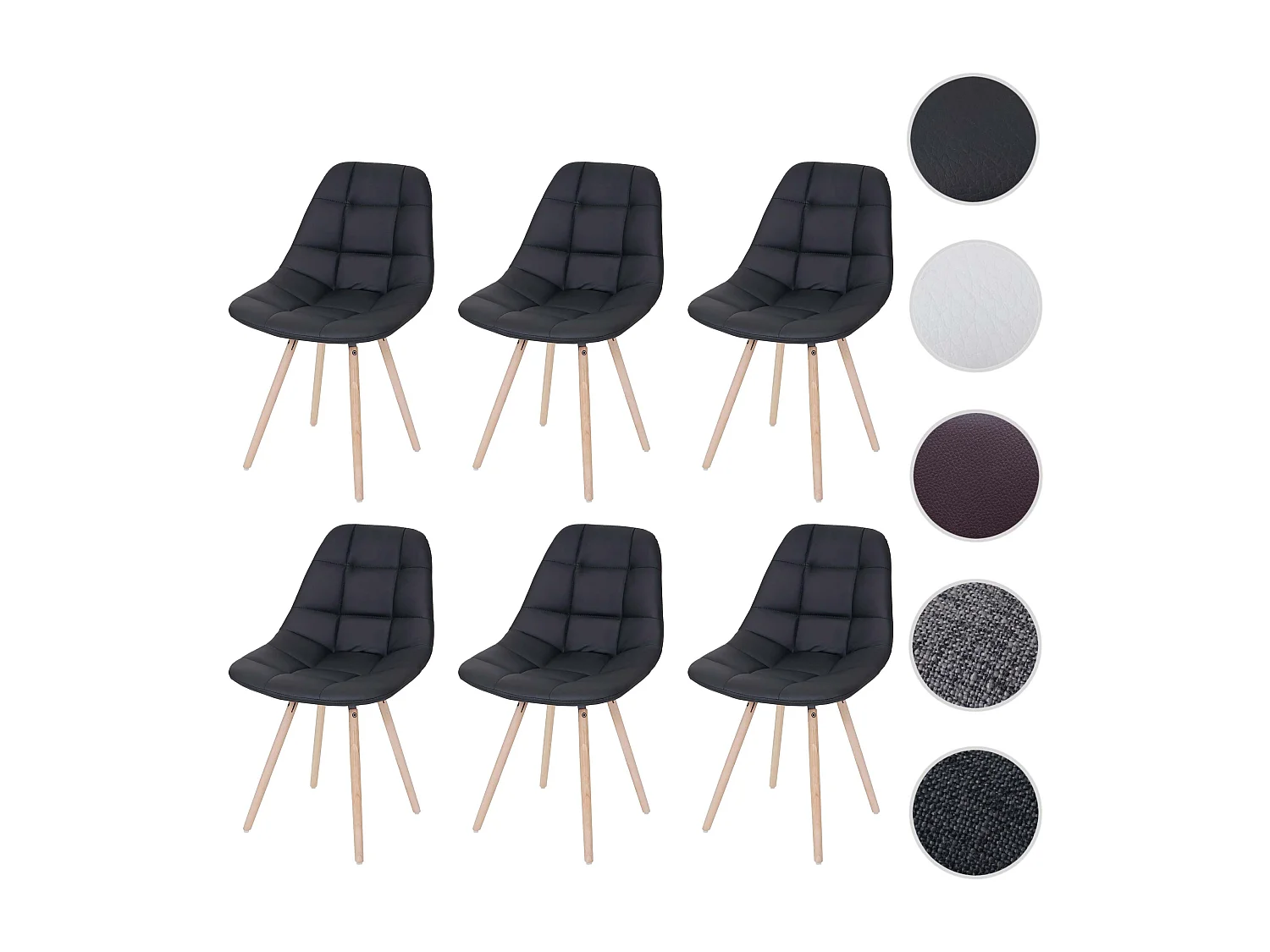 Esszimmerstuhl MCW-A60 I (6er-Set), Kunstleder schwarz