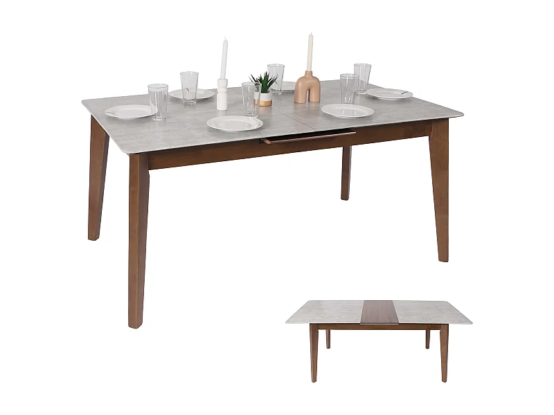 Tavolo pranzo allungabile salotto soggiorno MCW-M57 77x160x90cm laminato HPL legno scuro effetto palissandro