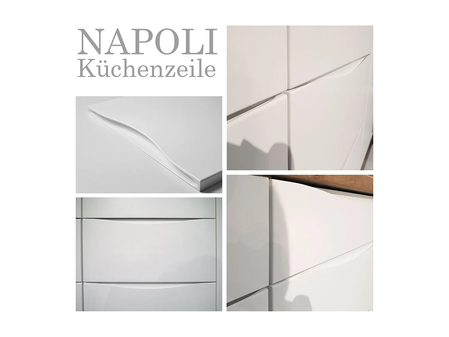 WINKELKÜCHE Napoli weiß matt / RAL 7012 basaltgrau (K5), Arbeitsplatte Eiche Sonoma 228/ 205 / 207cm 11-teilig