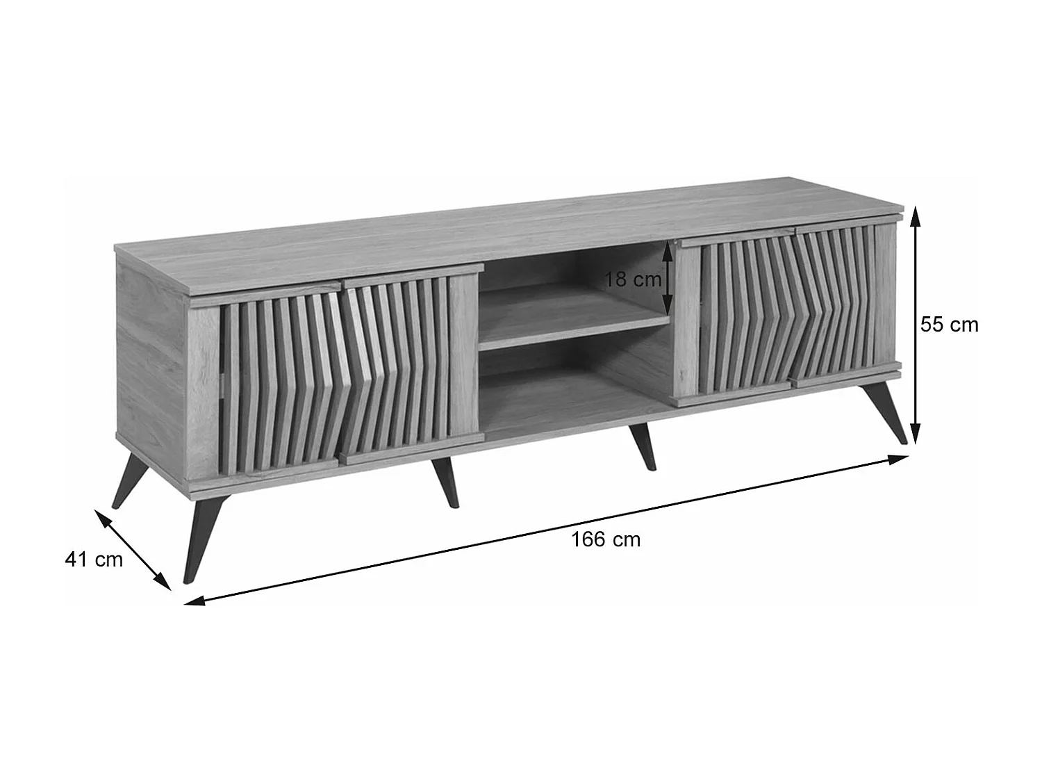 Porta TV lowboard mobile salotto MCW-M45 55x166x41cm legno effetto 3D marrone