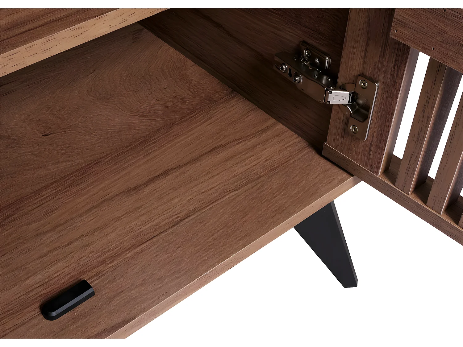 Porta TV lowboard mobile salotto MCW-M45 55x166x41cm legno effetto 3D marrone