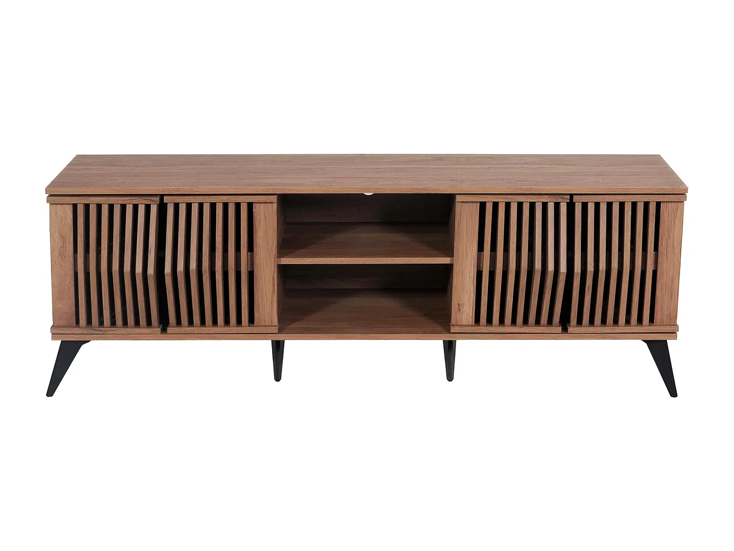 TV-Rack MCW-M45, Fernsehtisch Lowboard Schrank, 3D-Design Staufächer 55x166x41cm, braun