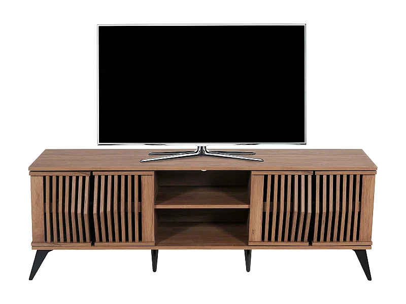 Porta TV lowboard mobile salotto MCW-M45 55x166x41cm legno effetto 3D marrone