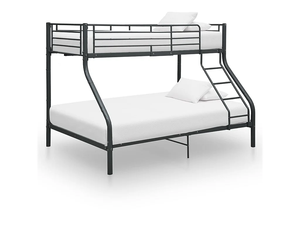 Cadre de lit superposé sans matelas noir 140x200 cm/90x200 cm