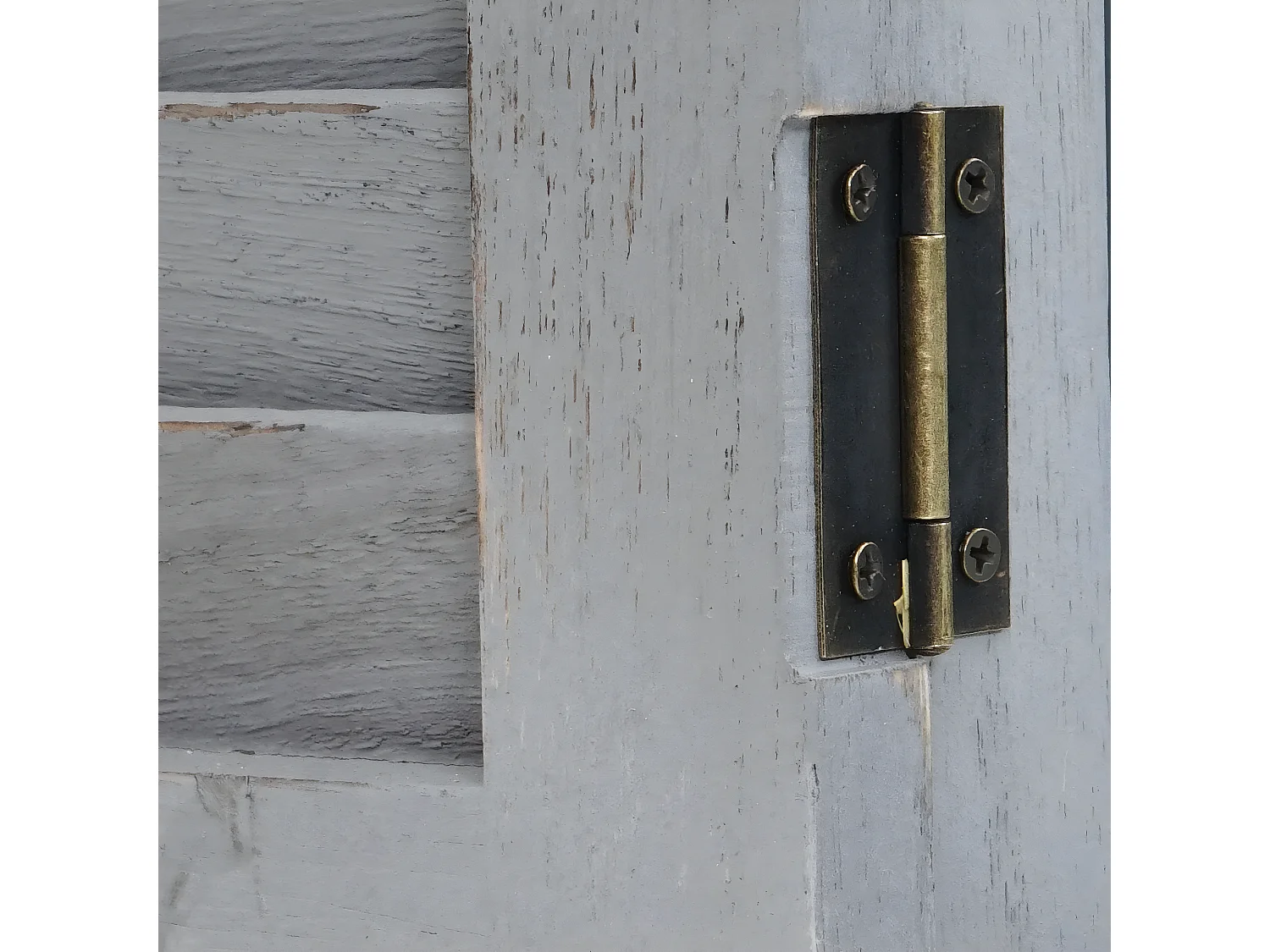 Wandspiegel mit Fensterläden, Shabby grau