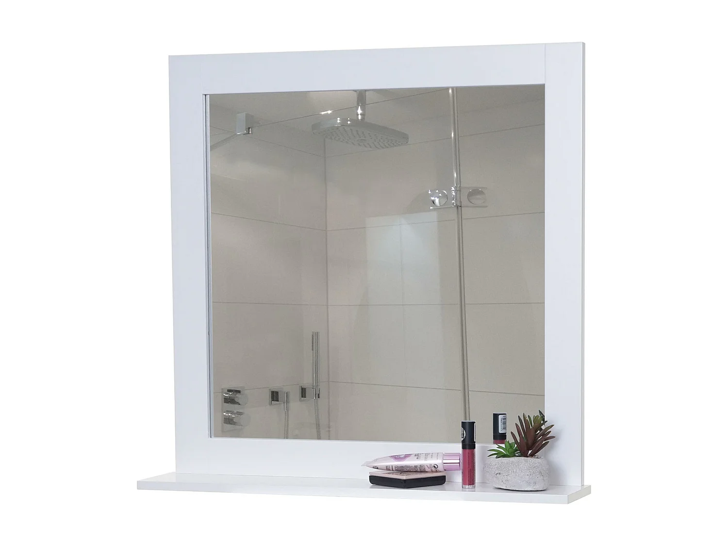 Arredo bagno serie MCW-F75 MDF bianco 12x59x58cm specchio a muro