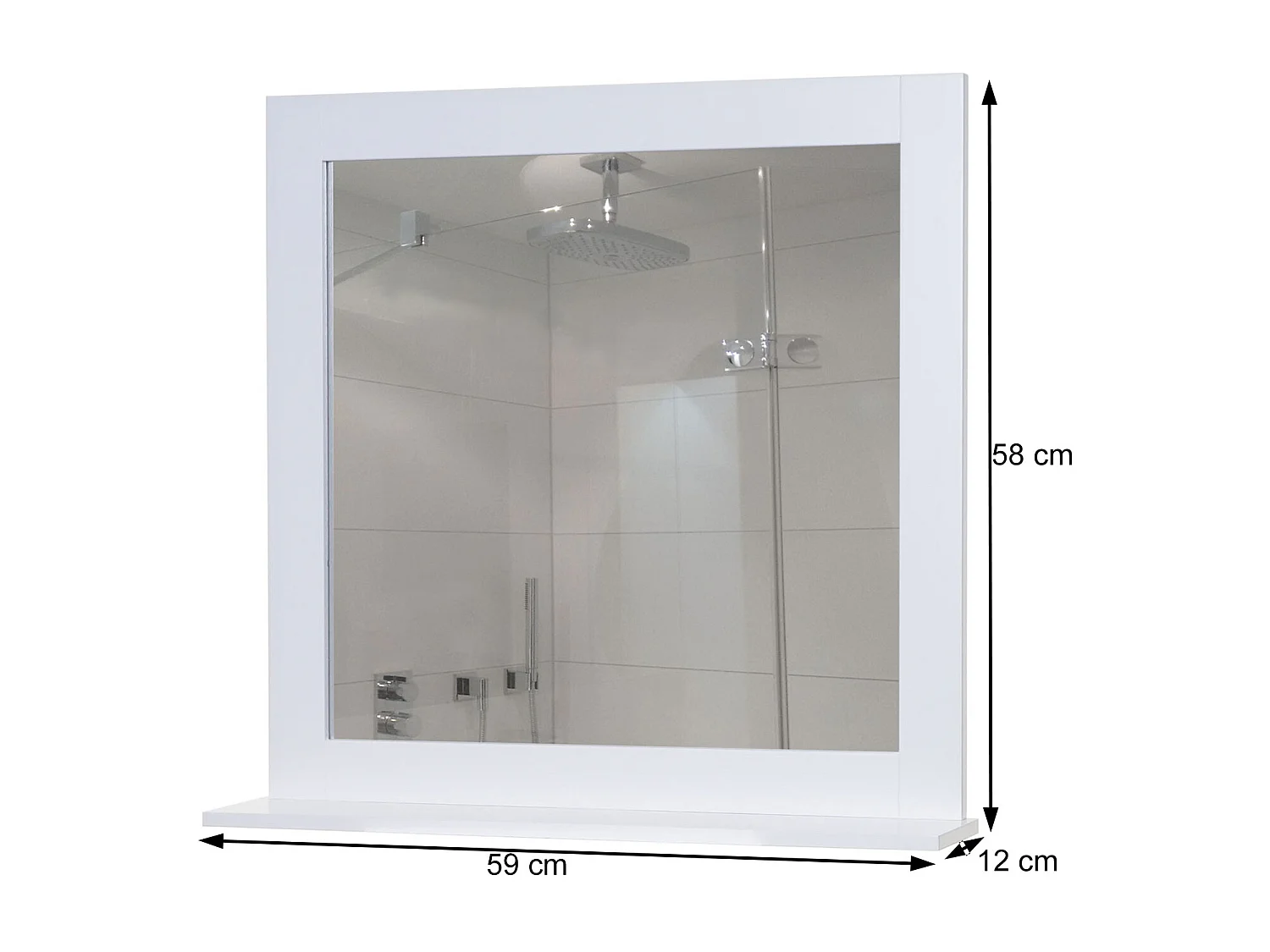 Arredo bagno serie MCW-F75 MDF bianco 12x59x58cm specchio a muro