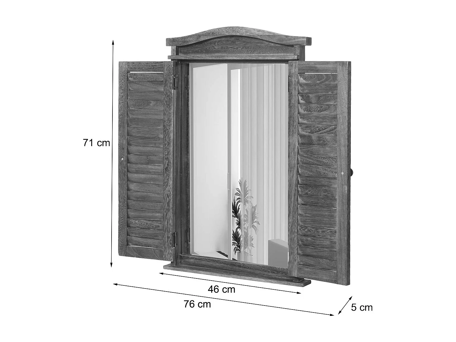 Wandspiegel mit Fensterläden, Shabby weiß