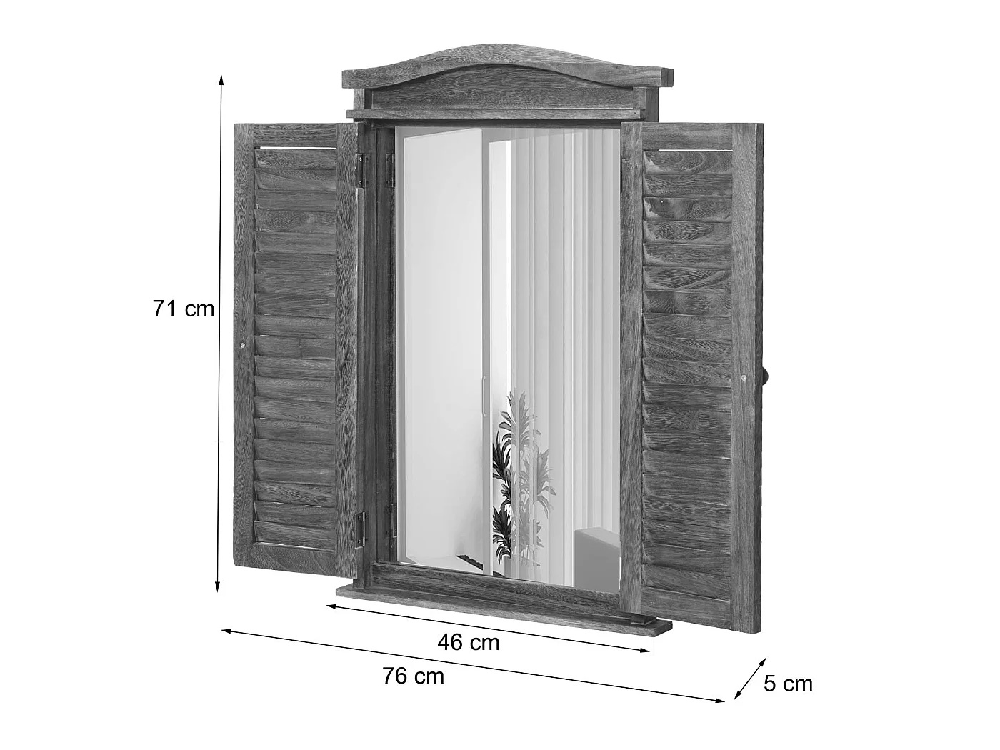 Lustro ścienne z żaluzjami,  shabby white