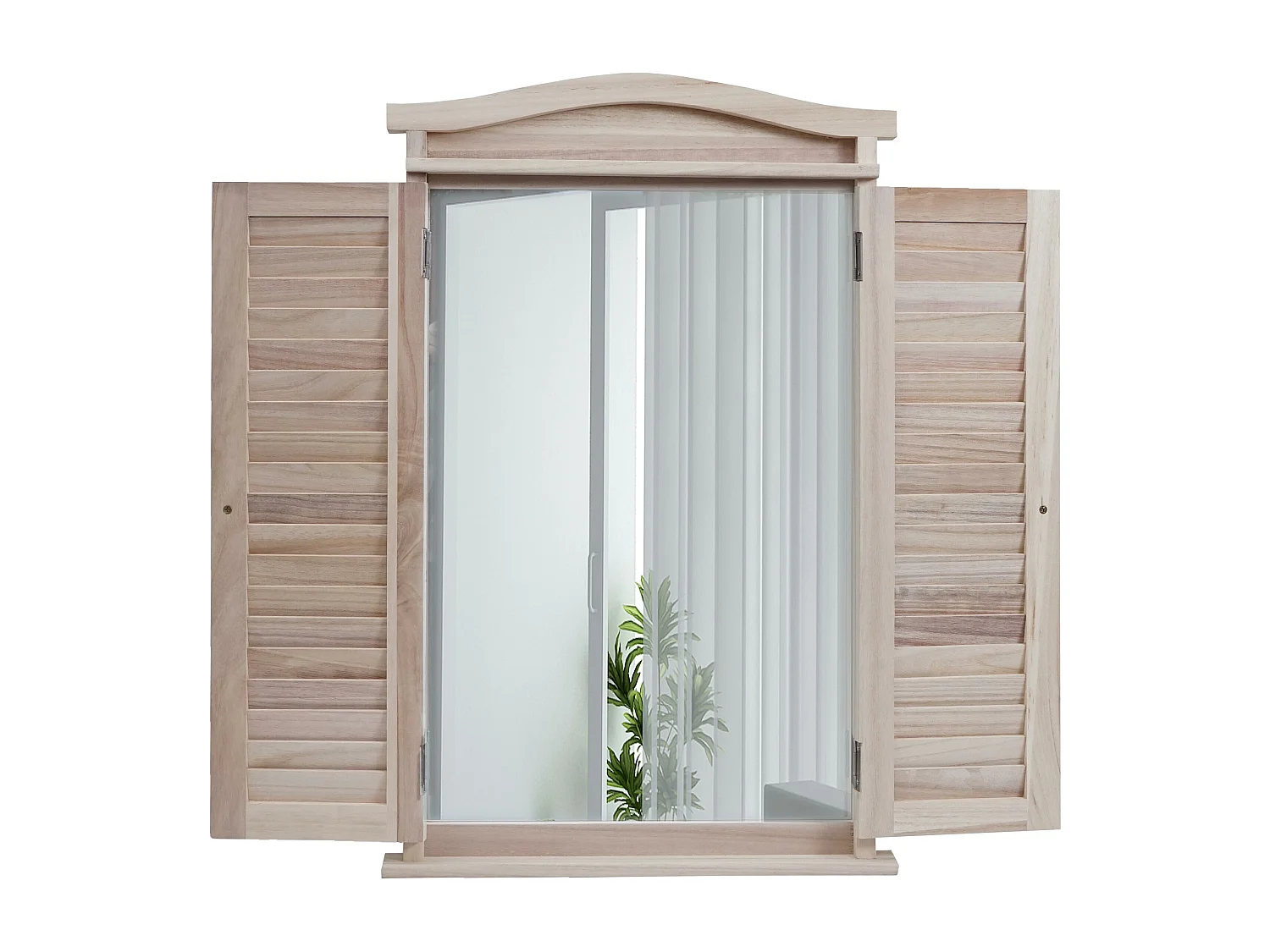 Wandspiegel met luiken,  shabby natuurlijke kleur