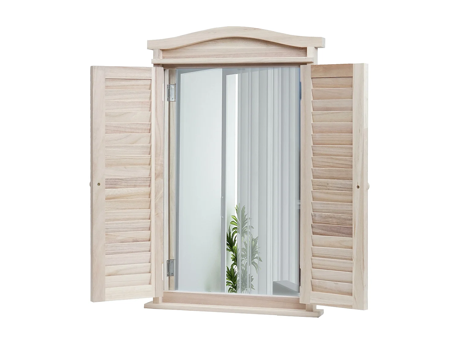 Wandspiegel mit Fensterläden, Shabby naturfarben