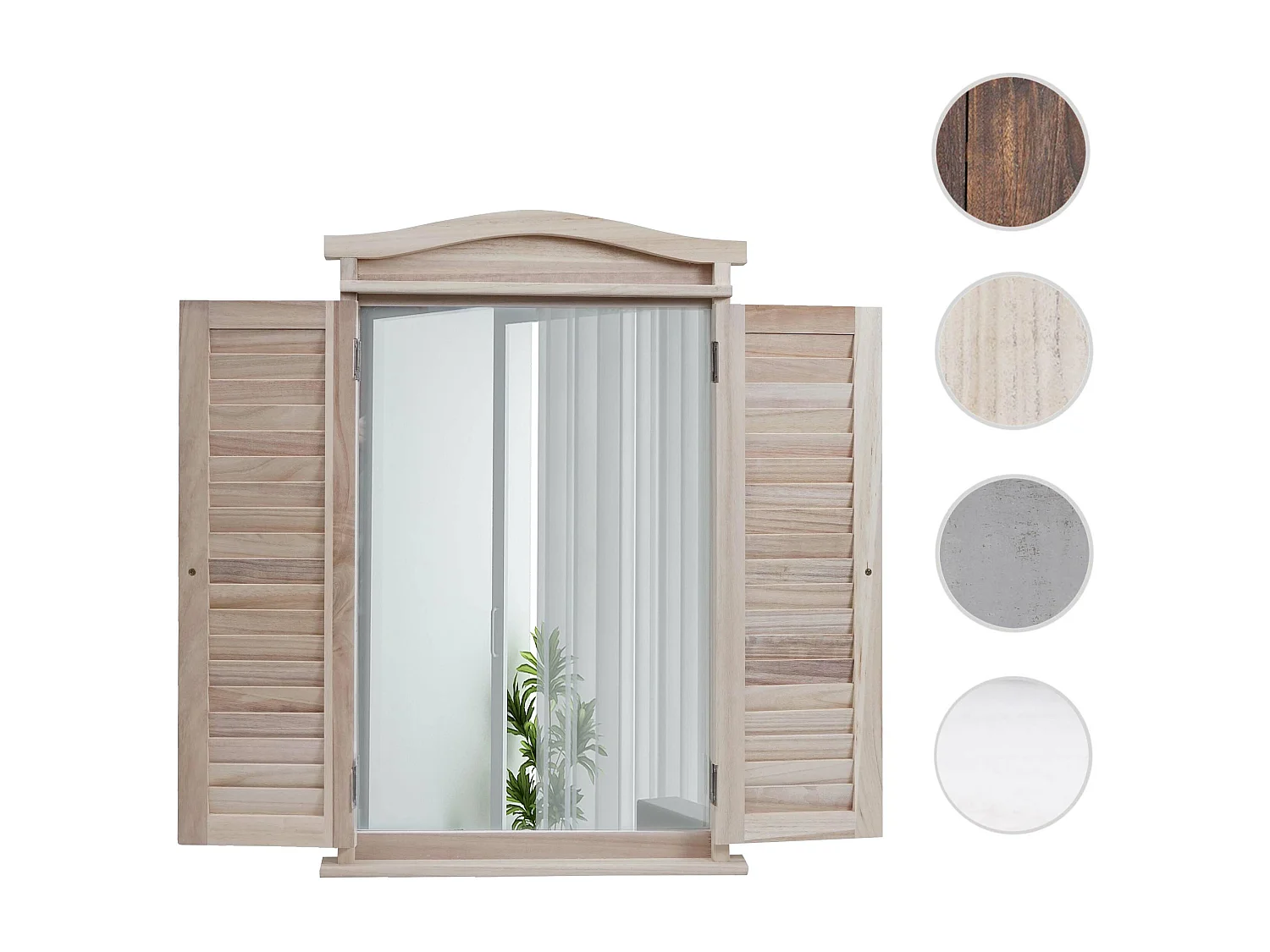 Wandspiegel mit Fensterläden, Shabby naturfarben