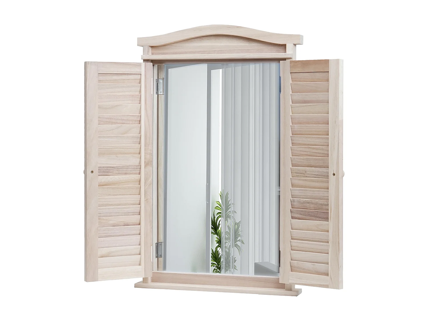 Wandspiegel mit Fensterläden, Shabby naturfarben