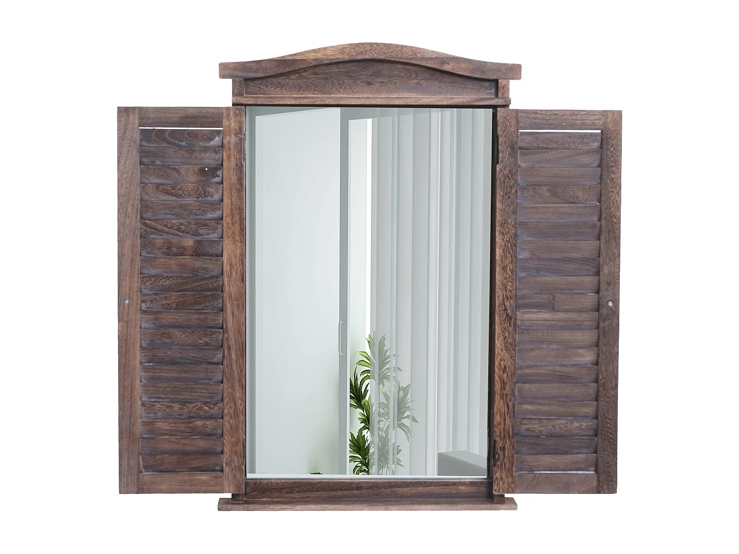 Wandspiegel met luiken,  shabby brown