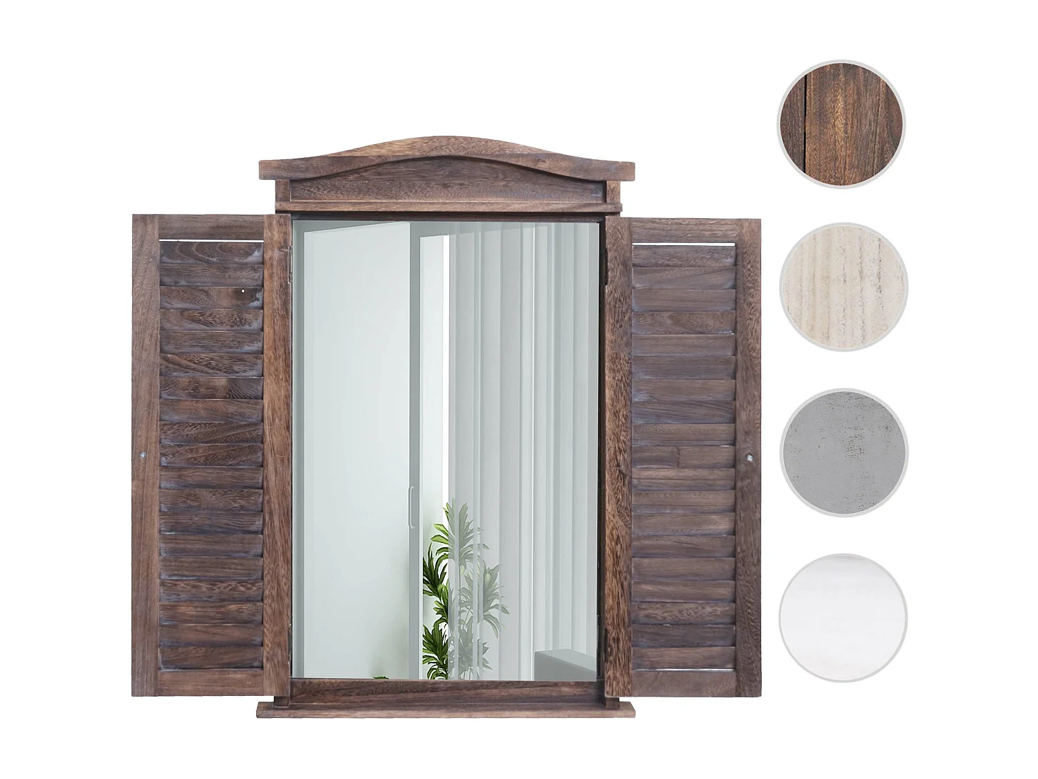 Wandspiegel mit Fensterläden, Shabby braun