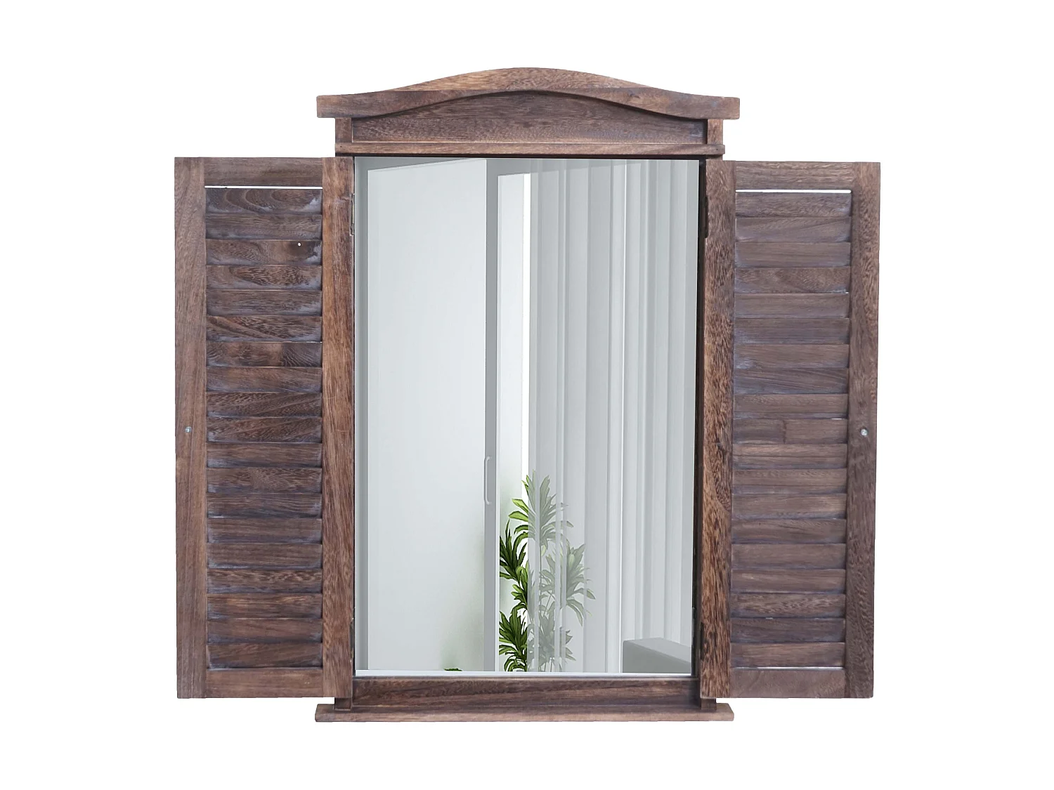 Wandspiegel mit Fensterläden, Shabby braun