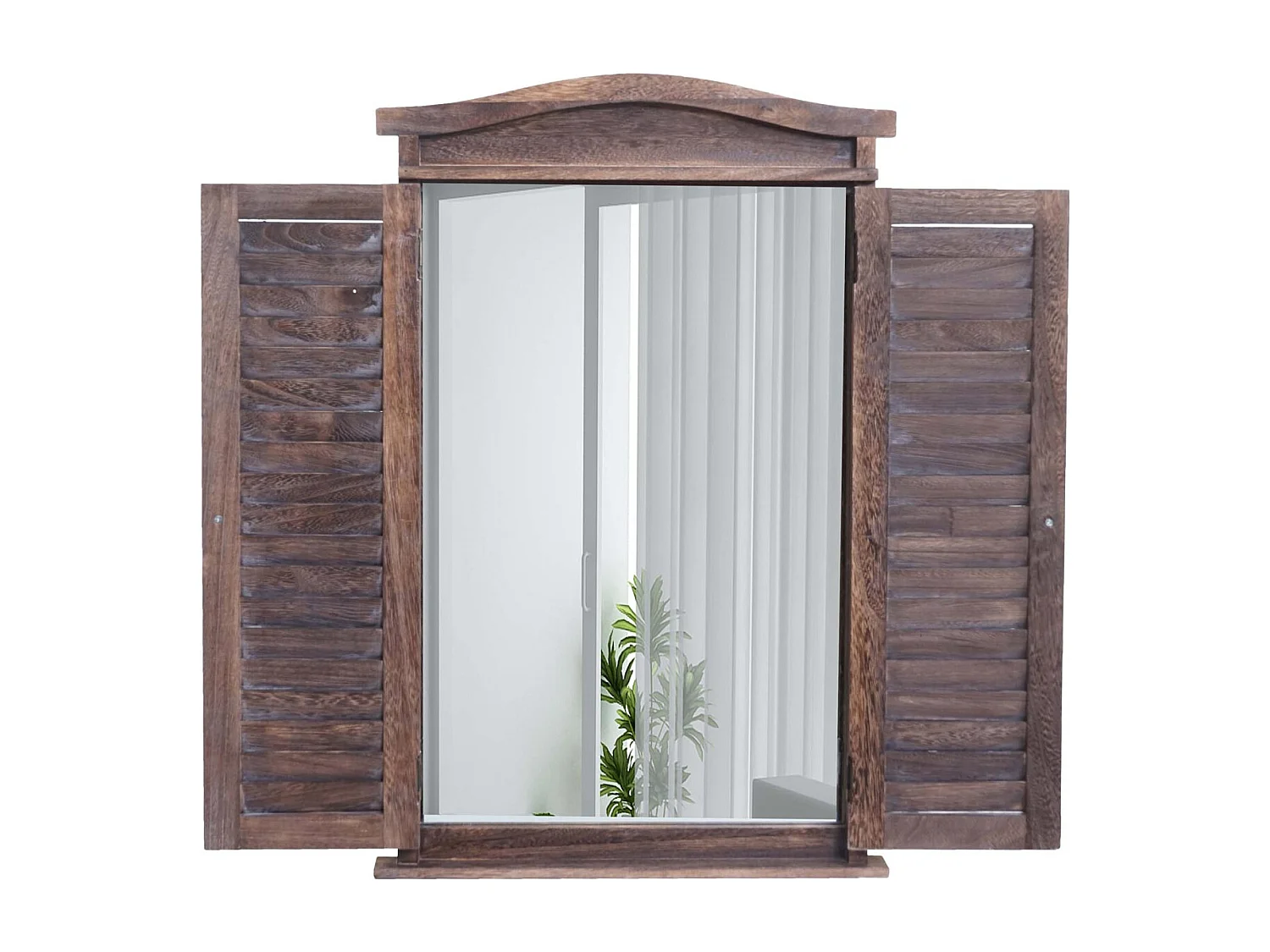 Wandspiegel mit Fensterläden, Shabby braun