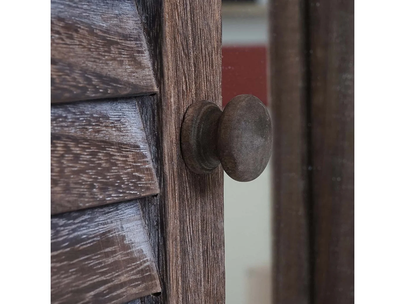 Wandspiegel mit Fensterläden, Shabby braun