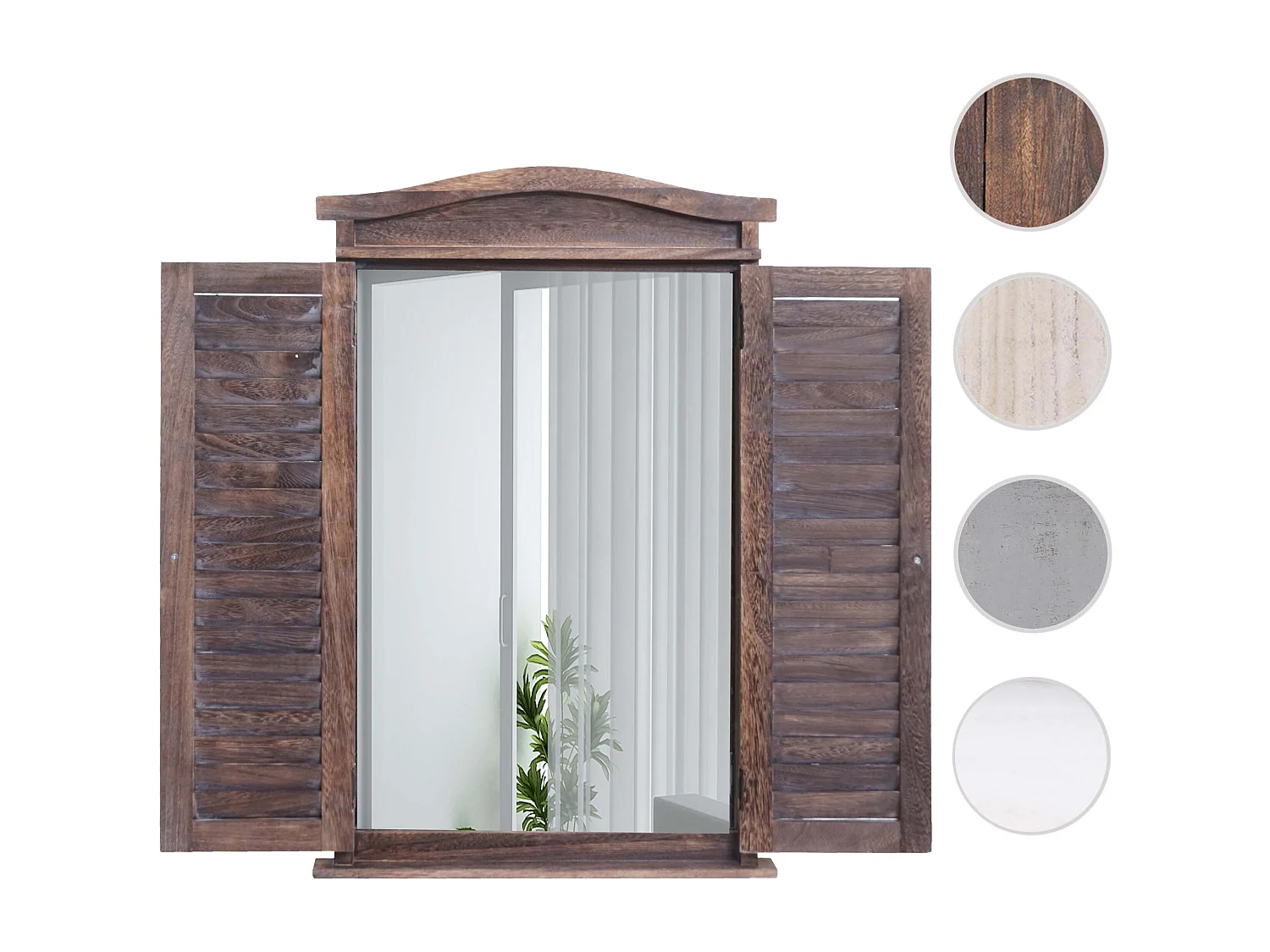Wandspiegel mit Fensterläden, Shabby braun