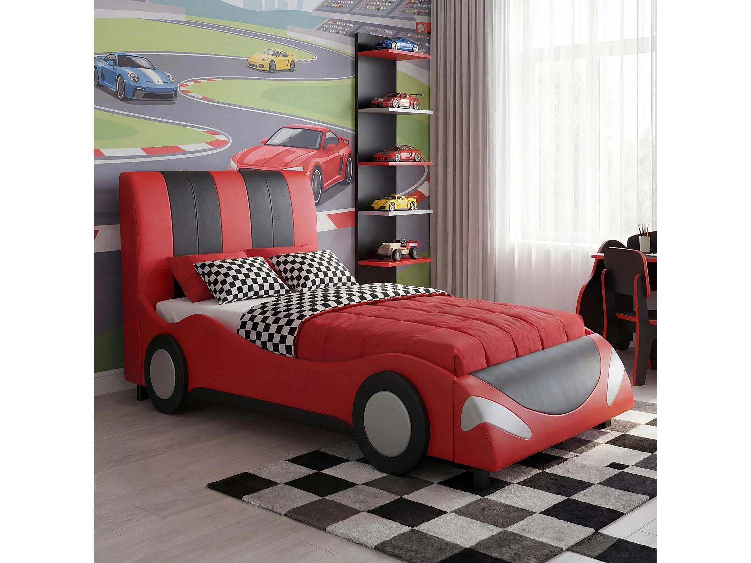 Bett MCW-E14 Auto, Schwarz-rot