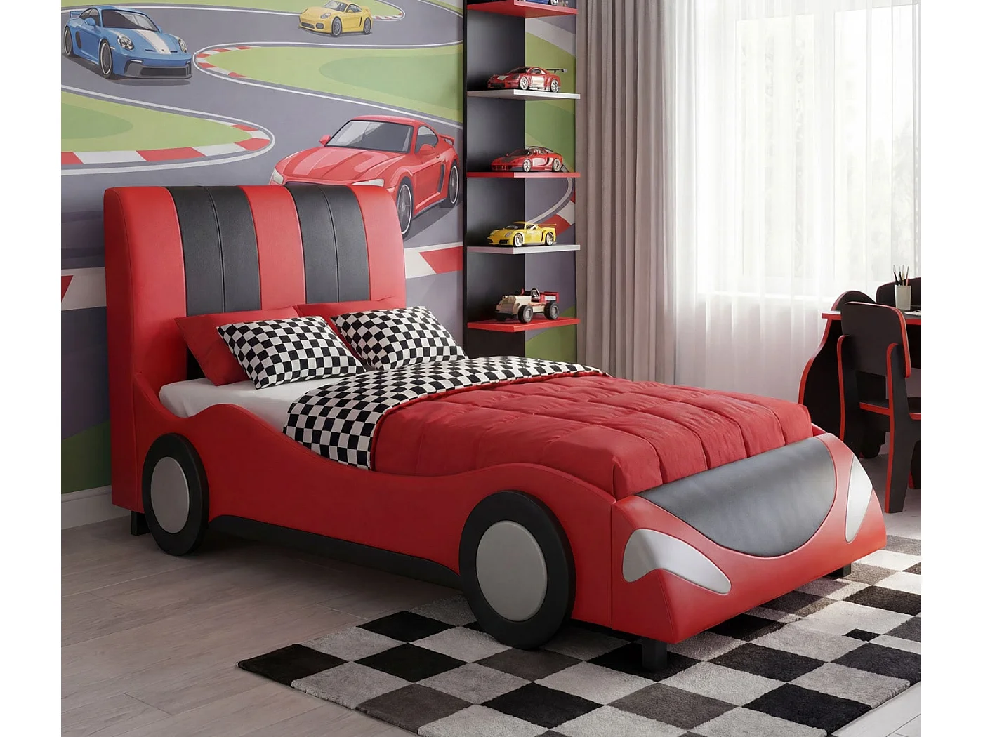 Bett MCW-E14 Auto, Schwarz-rot