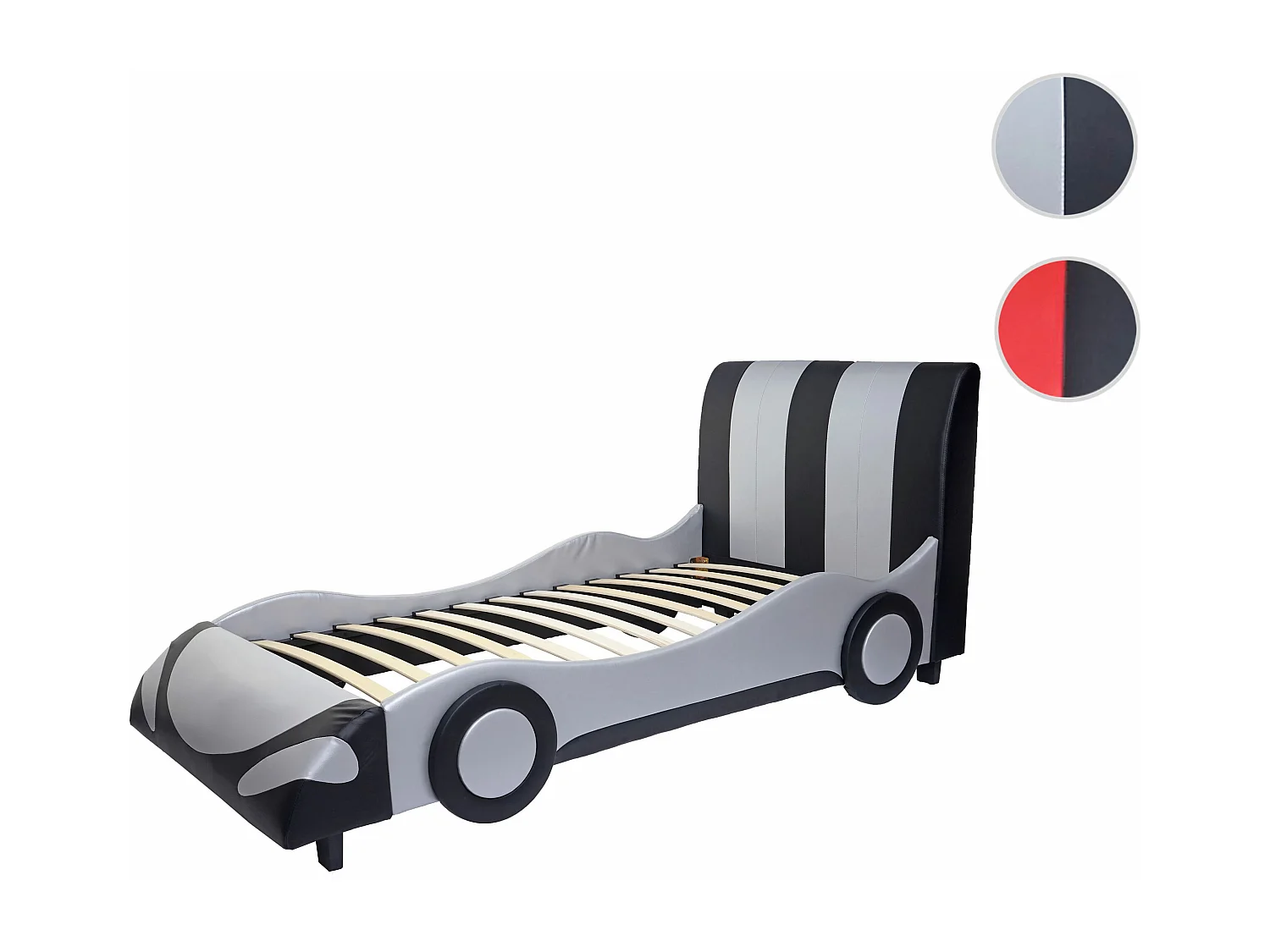 Łóżko MCW-E14 Samochód,  czarno-srebrny
