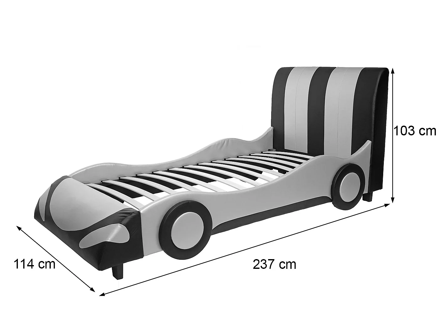 Łóżko MCW-E14 Auto,  czarno-srebrne