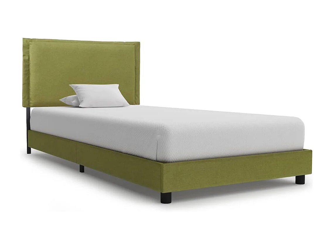 Cadre de lit sans matelas vert tissu 90x200 cm