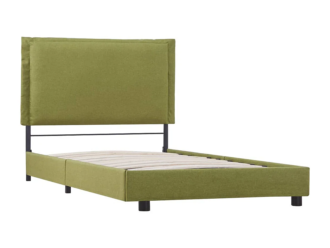Cadre de lit sans matelas vert tissu 90x200 cm