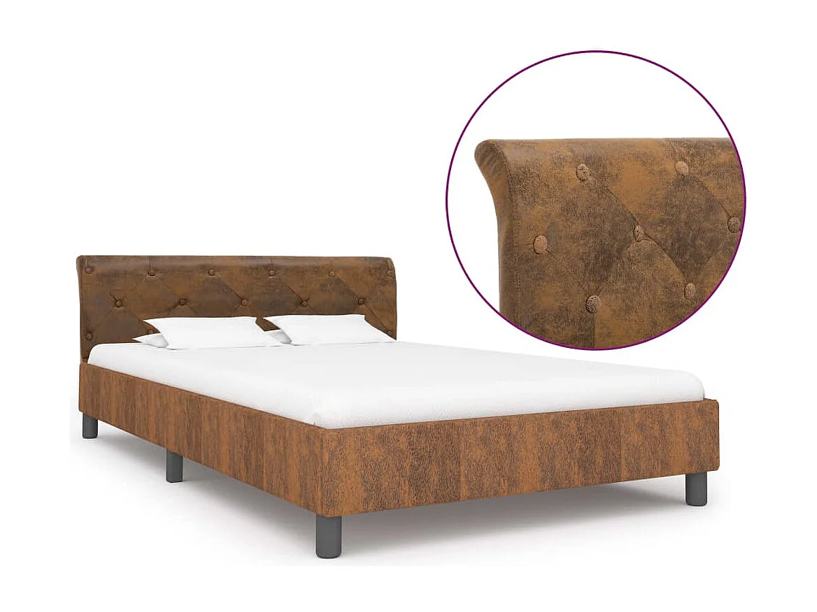 Cadre de lit sans matelas marron similicuir daim 120x200 cm