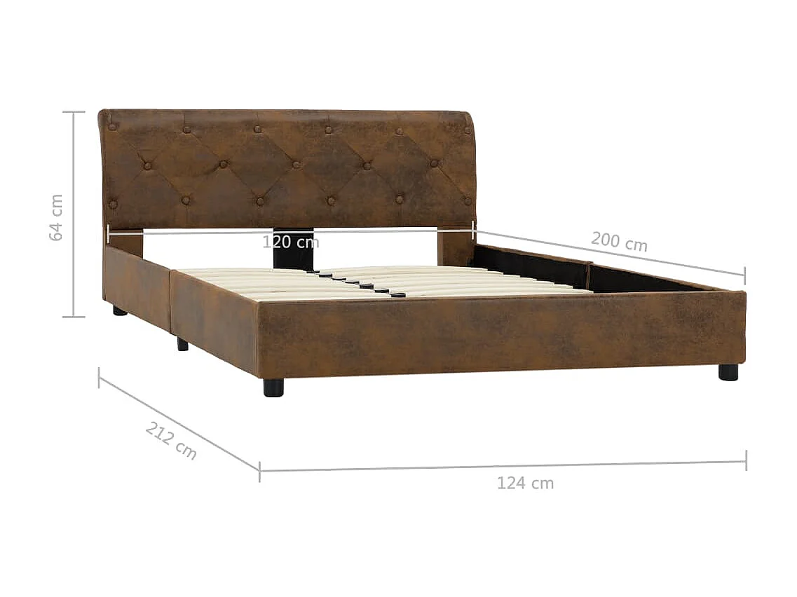 Cadre de lit sans matelas marron similicuir daim 120x200 cm