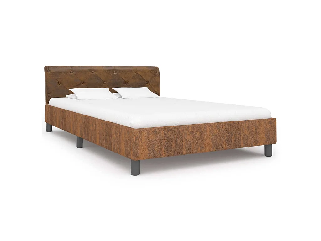Cadre de lit sans matelas marron similicuir daim 120x200 cm