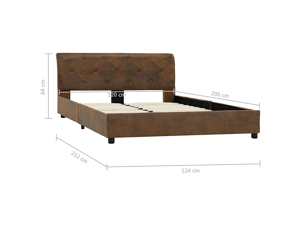 Bedframe kunstsuède bruin 120x200 cm