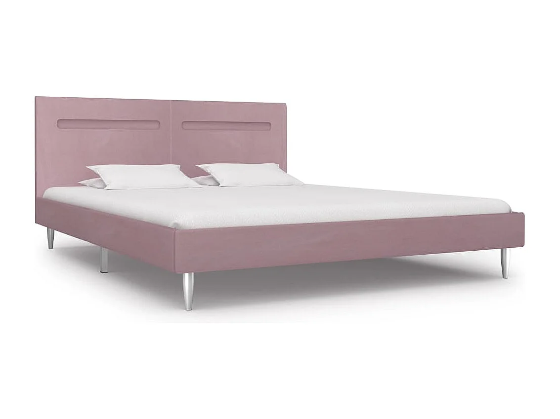 Estrutura de cama com LED 180x200 cm tecido cor-de-rosa
