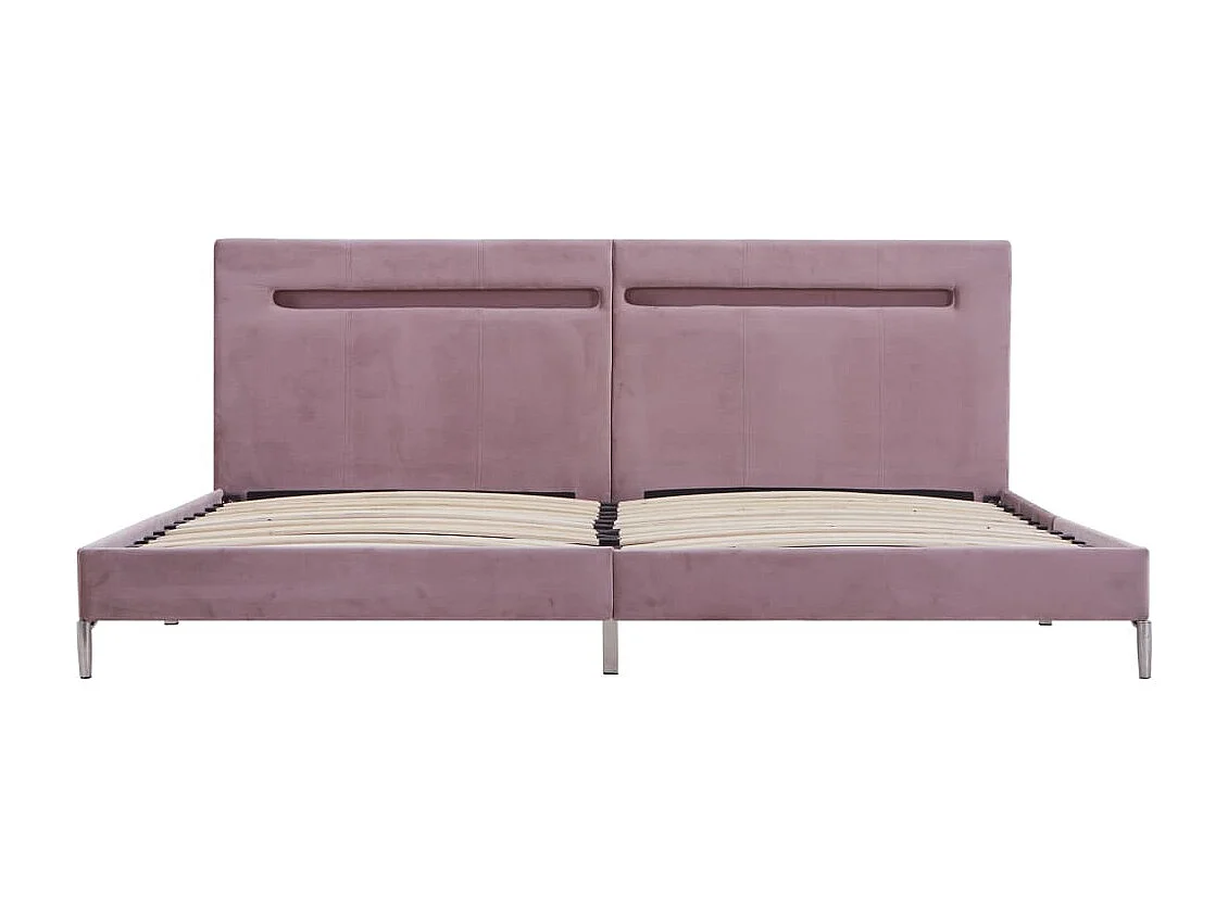 Estrutura de cama com LED 180x200 cm tecido cor-de-rosa
