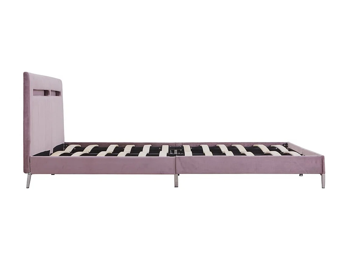 Estrutura de cama com LED 180x200 cm tecido cor-de-rosa
