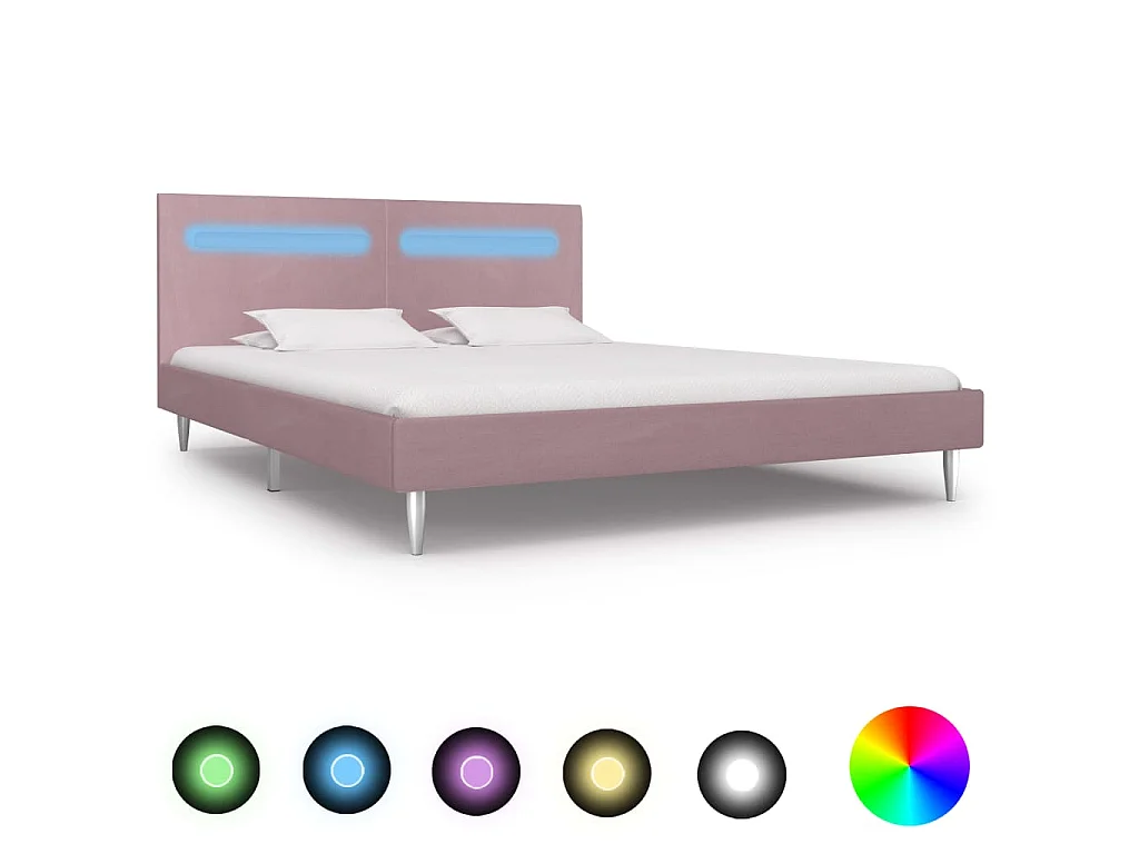 Bettgestell mit LED Rosa Stoff 180 x 200 cm