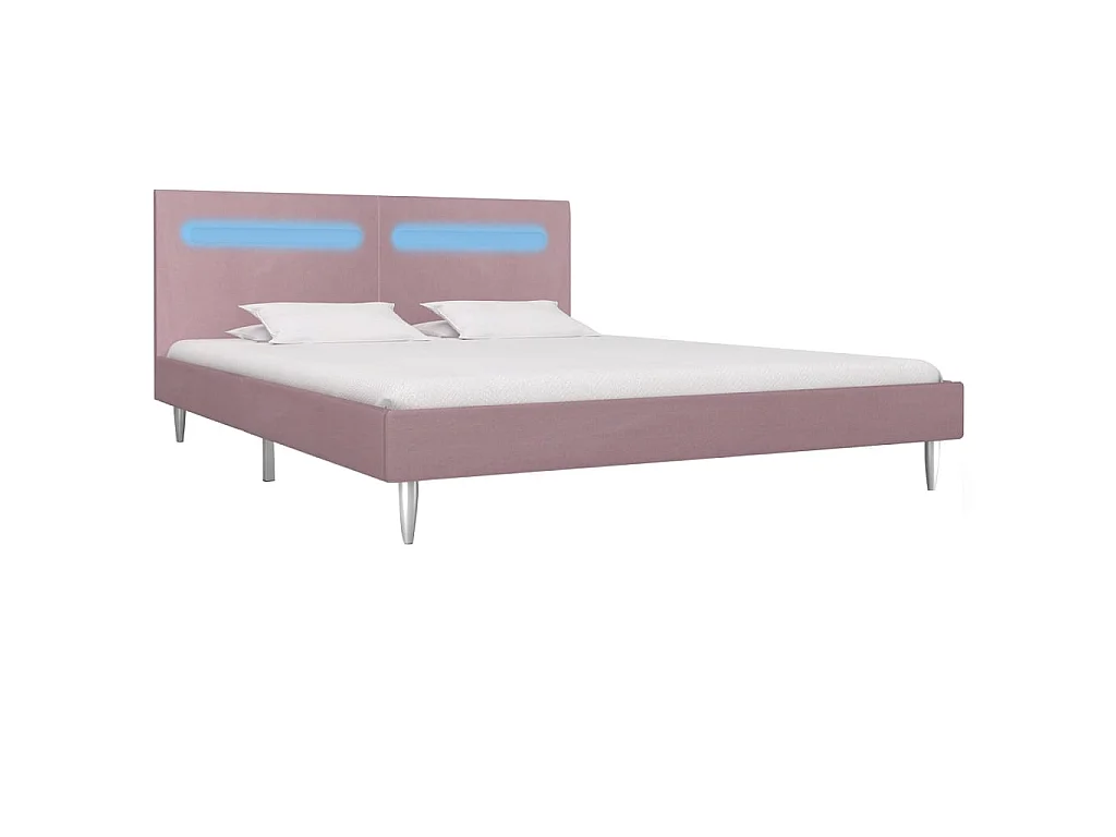 Bettgestell mit LED Rosa Stoff 180 x 200 cm