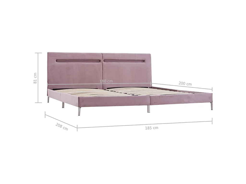Bettgestell mit LED Rosa Stoff 180 x 200 cm