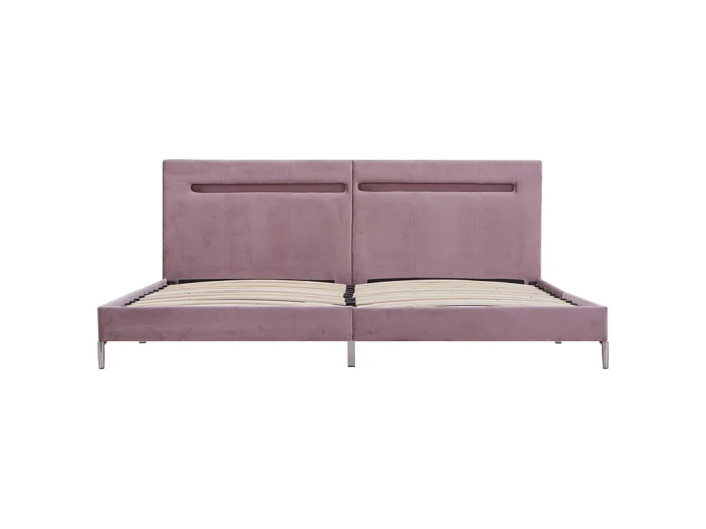 Bettgestell mit LED Rosa Stoff 180 x 200 cm