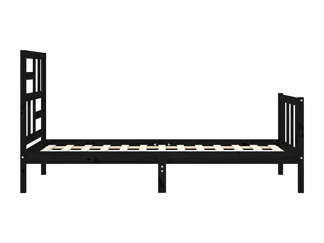 Estrutura de cama com cabeceira 100x200 cm madeira maciça preto