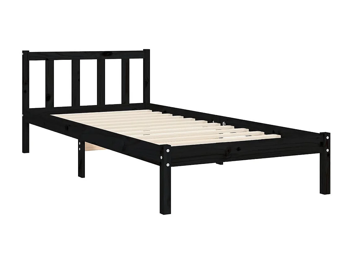 Estrutura de cama com cabeceira 100x200 cm madeira maciça preto