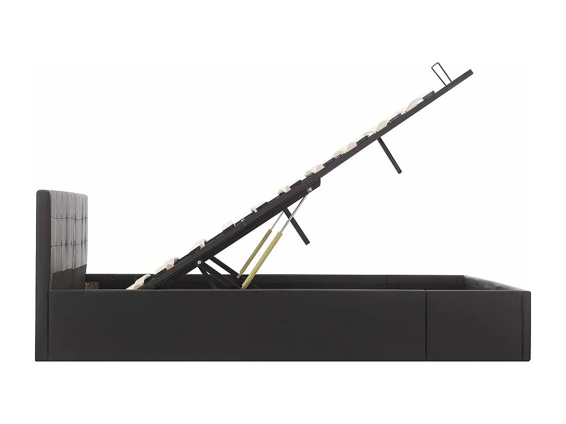 Stauraumbett Hydraulisch Schwarz Kunstleder 160×200cm