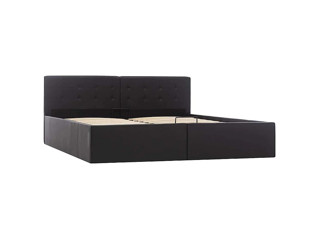 Giroletto con Contenitore Idraulico Nero Similpelle 160x200 cm