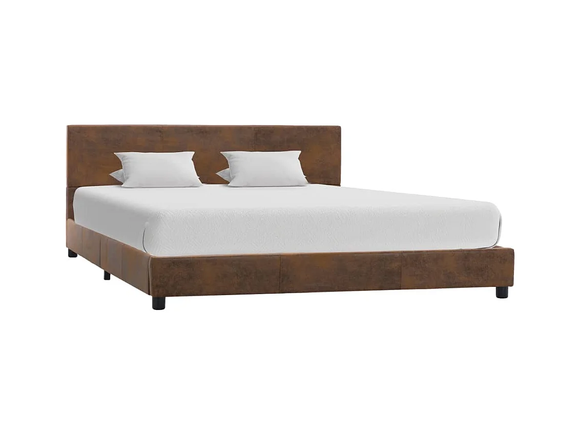 Cadre de lit sans matelas marron similicuir daim 120x200 cm