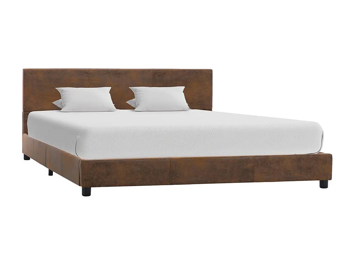 Cadre de lit sans matelas marron similicuir daim 120x200 cm